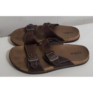 LL Bean Eco Comfort 2 Strap Slip On Sandles Buckle Accent Womans 7 Brown 505872